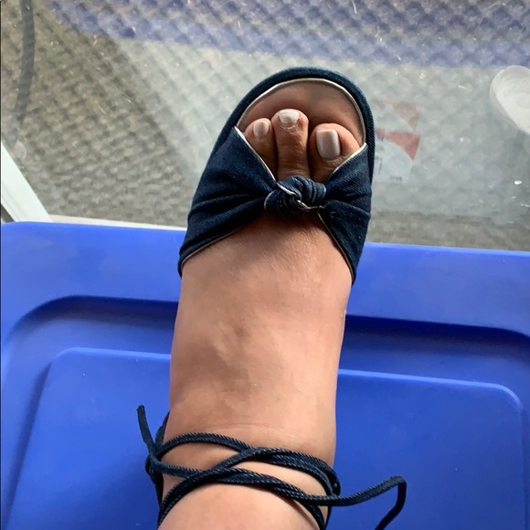 Nine West Denim Wedge Sandal 11M - Picture 6 of 6